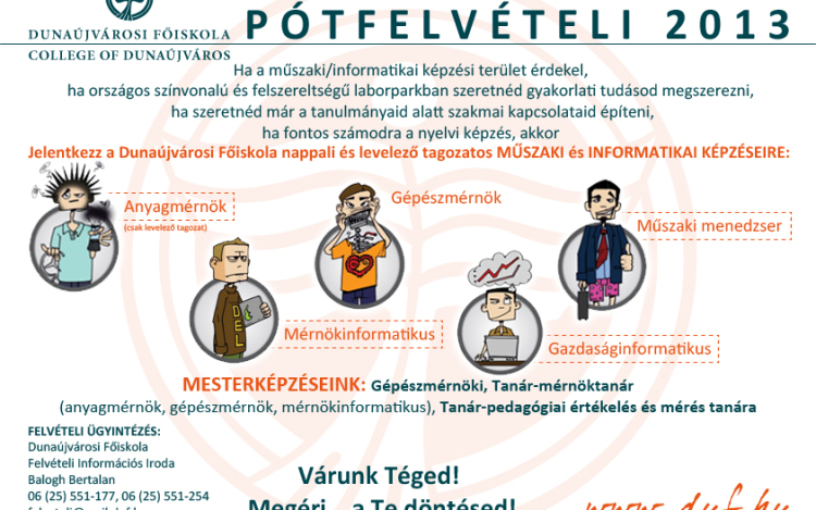 Pótfelvételi a Dunaújvárosi Főiskolán
