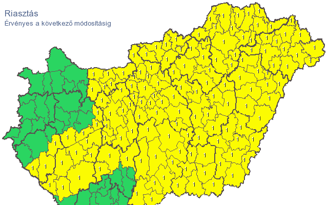 Citromsárga riasztás érvényes Fejér megyére